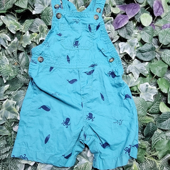 Bundle Overalls Oshkosh Stripes Blue and White Size 3-6 monthsCarters Whales o - Picture 3 of 7